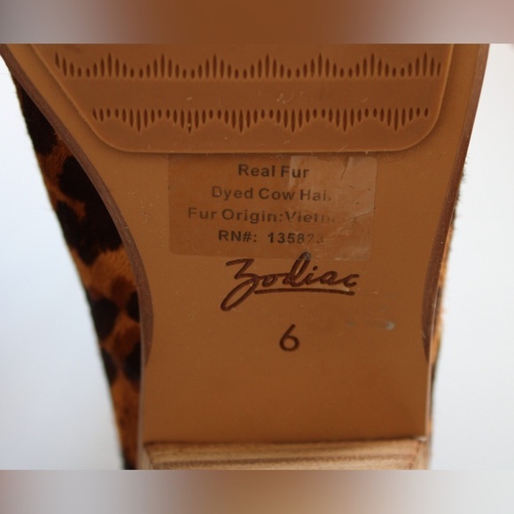 Zodiac Real Fur Dyed Cow Hair Leather Animal Print Slip-On Mule Women’s Shoe 6 - Picture 8 of 11